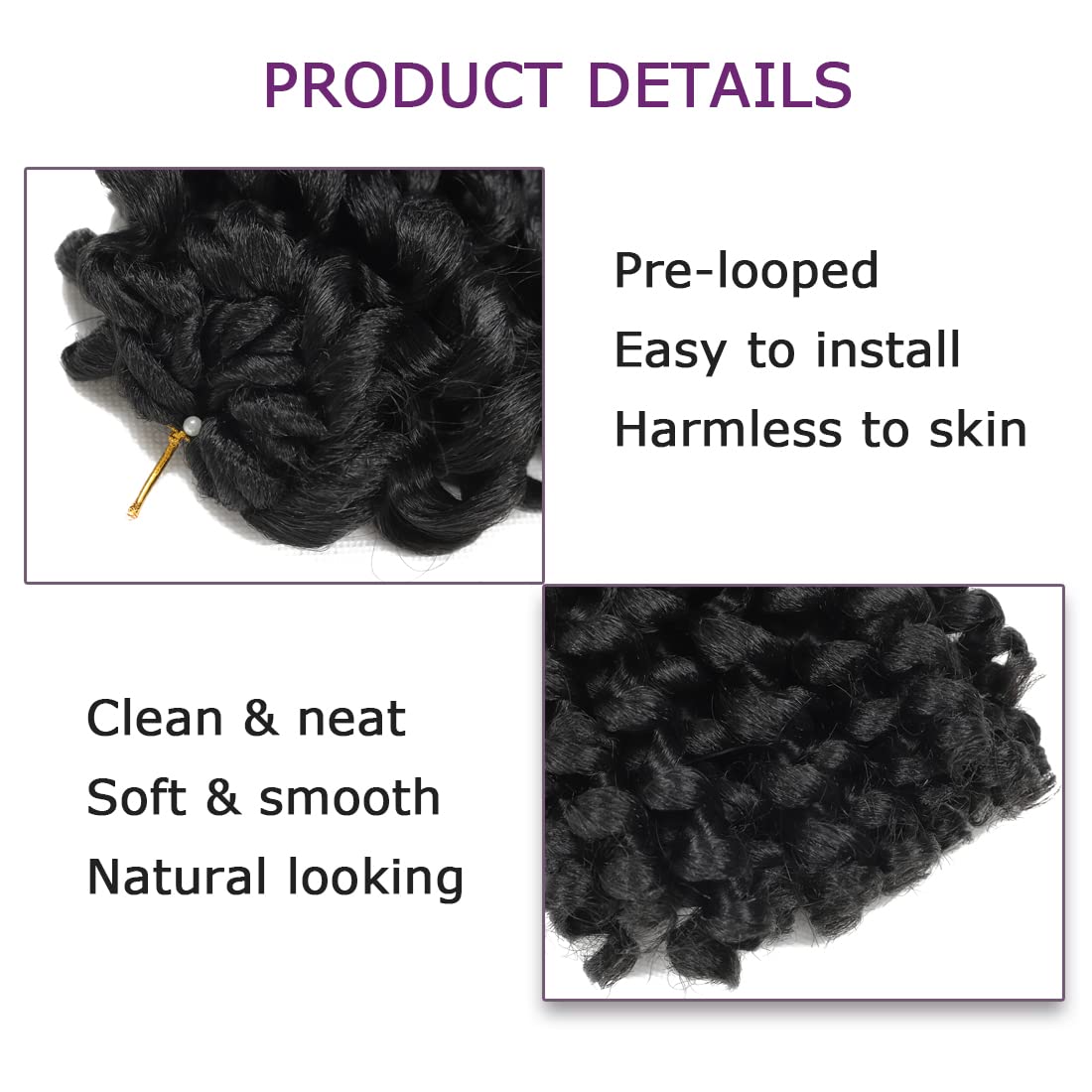 BEXIUKAKA pack contents displaying strands and free crochet hook for easy installation
