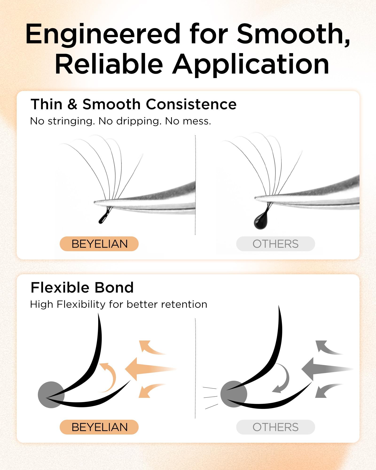 BEYELIAN adhesive being applied during lash extension service for speed
