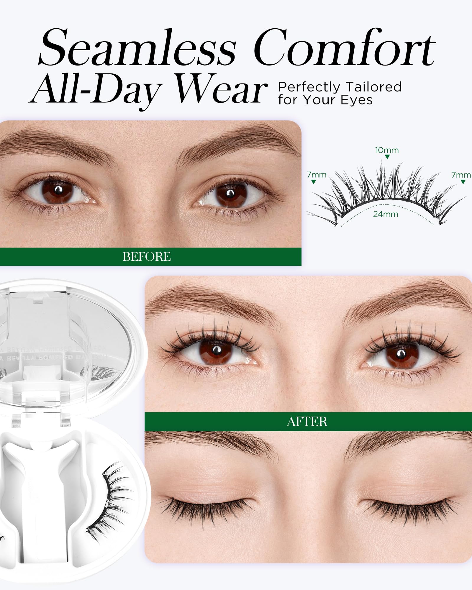 BEYELIAN lashes in hand to show compact size and travel convenience