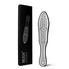 BEZOX foot file front view showing durable rasp, promotes faster callus removal