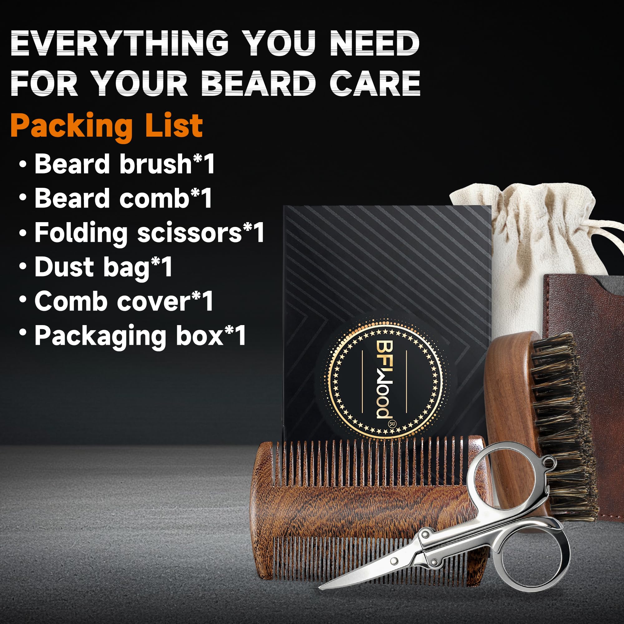 BFWood dual-sided black walnut comb showing wide and fine teeth for detangling