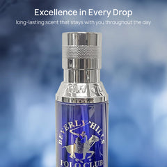 Beverly Hills Polo Club close-up label highlighting scent notes and premium look