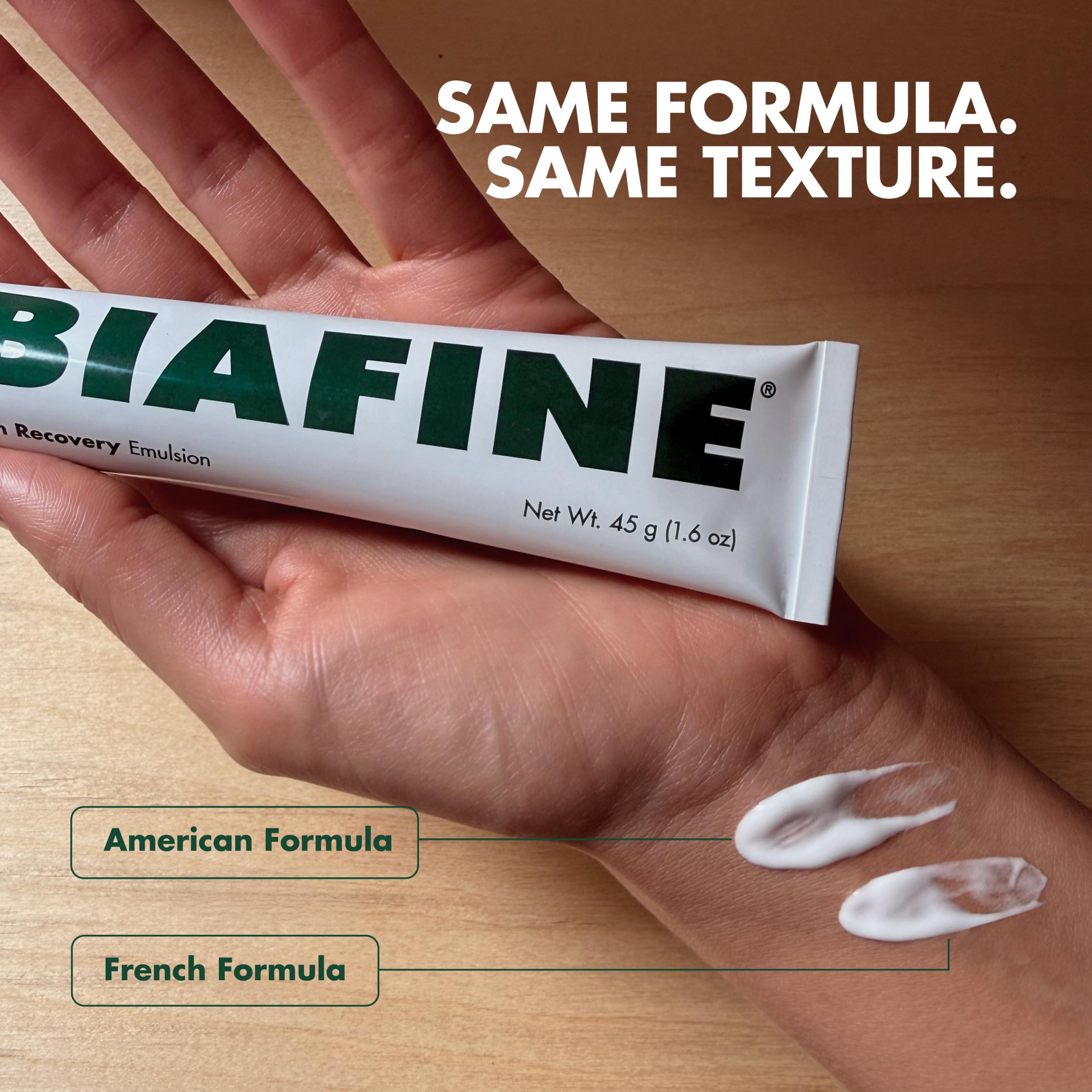 BIAFINE being applied to shoulder illustrating multi-use face and body hydration benefit