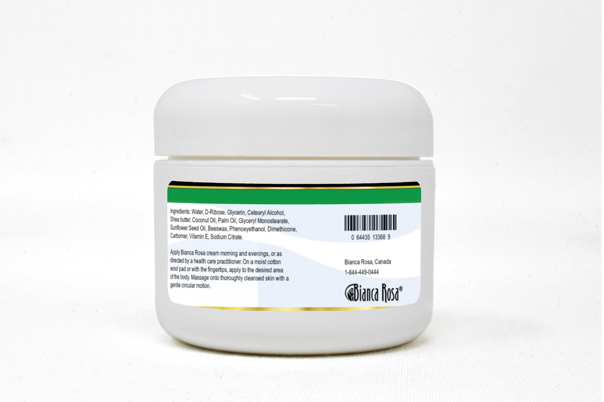 Bianca Rosa ingredient label close-up showing D-ribose and clean formulation benefit