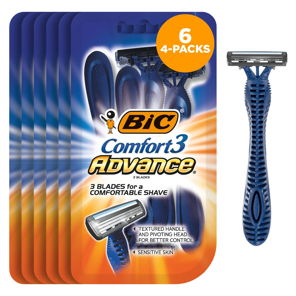 BIC Comfort 3 front packaging showing four razors and convenience