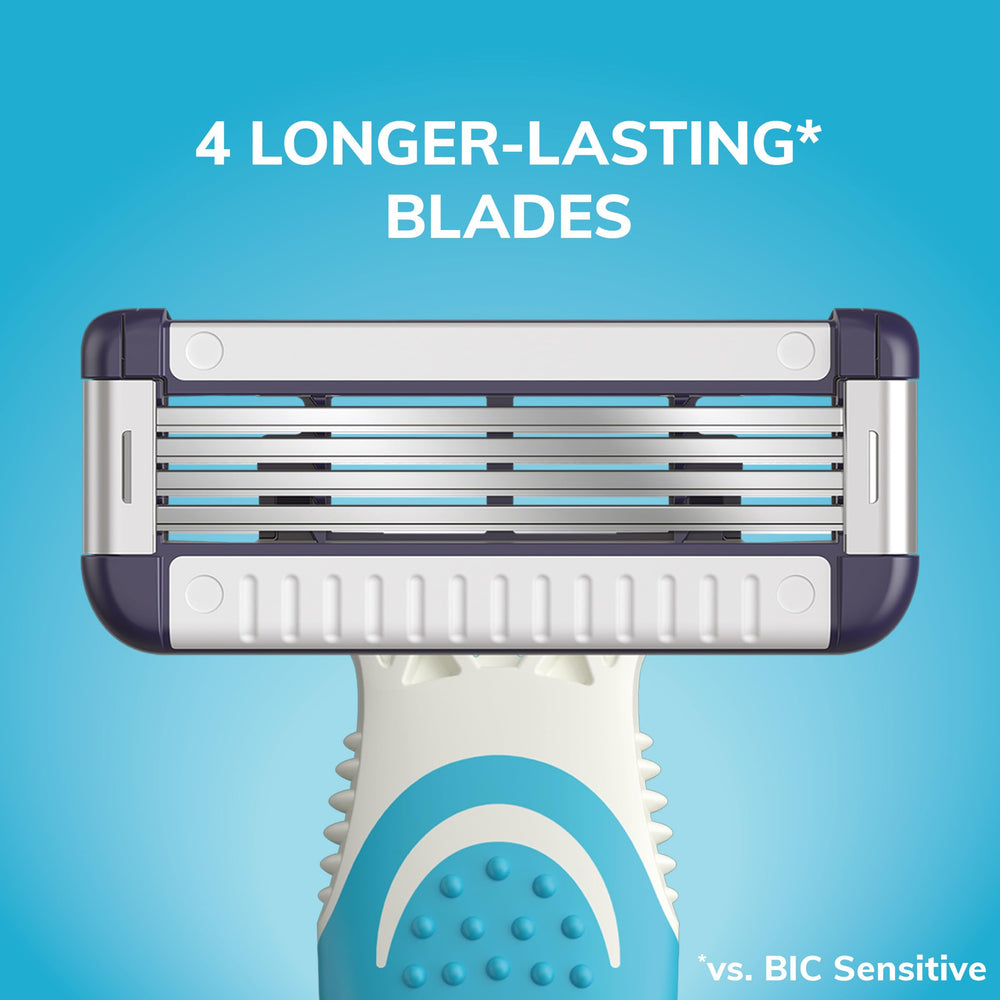 BIC razor held in hand to show size and travel-ready convenience