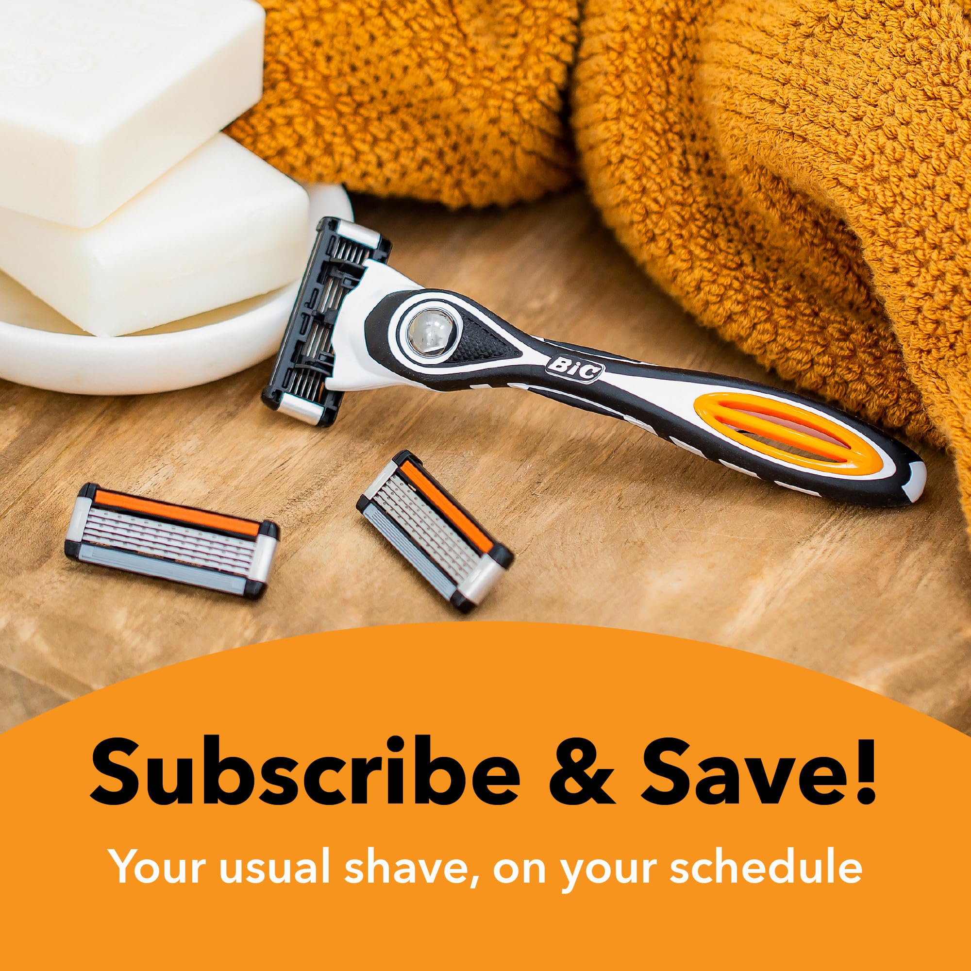 BIC Flex 5 close-up of five blades highlighting smoother shave