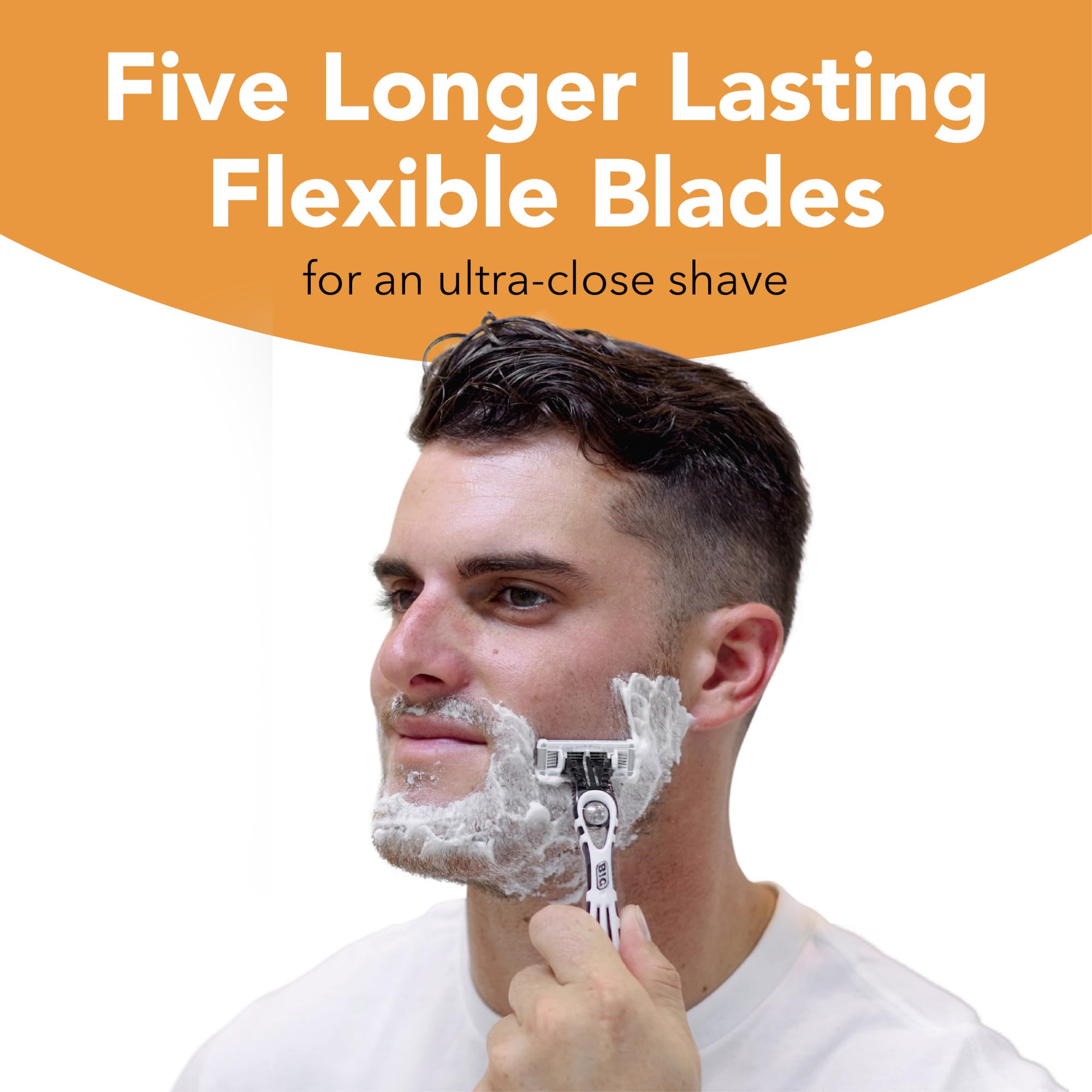 BIC Flex 5 Sensitive moisture strip texture with aloe and almond oil for reduced irritation