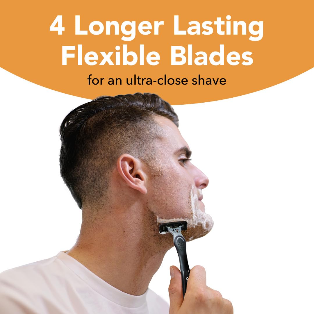 BIC Flex 4 close-up of four ultra-thin blades showing flexible shave control