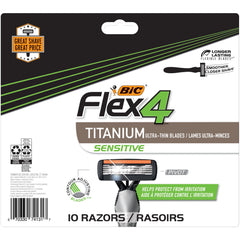 BIC Flex 4 front packaging showing 10-pack and benefits for convenient supply