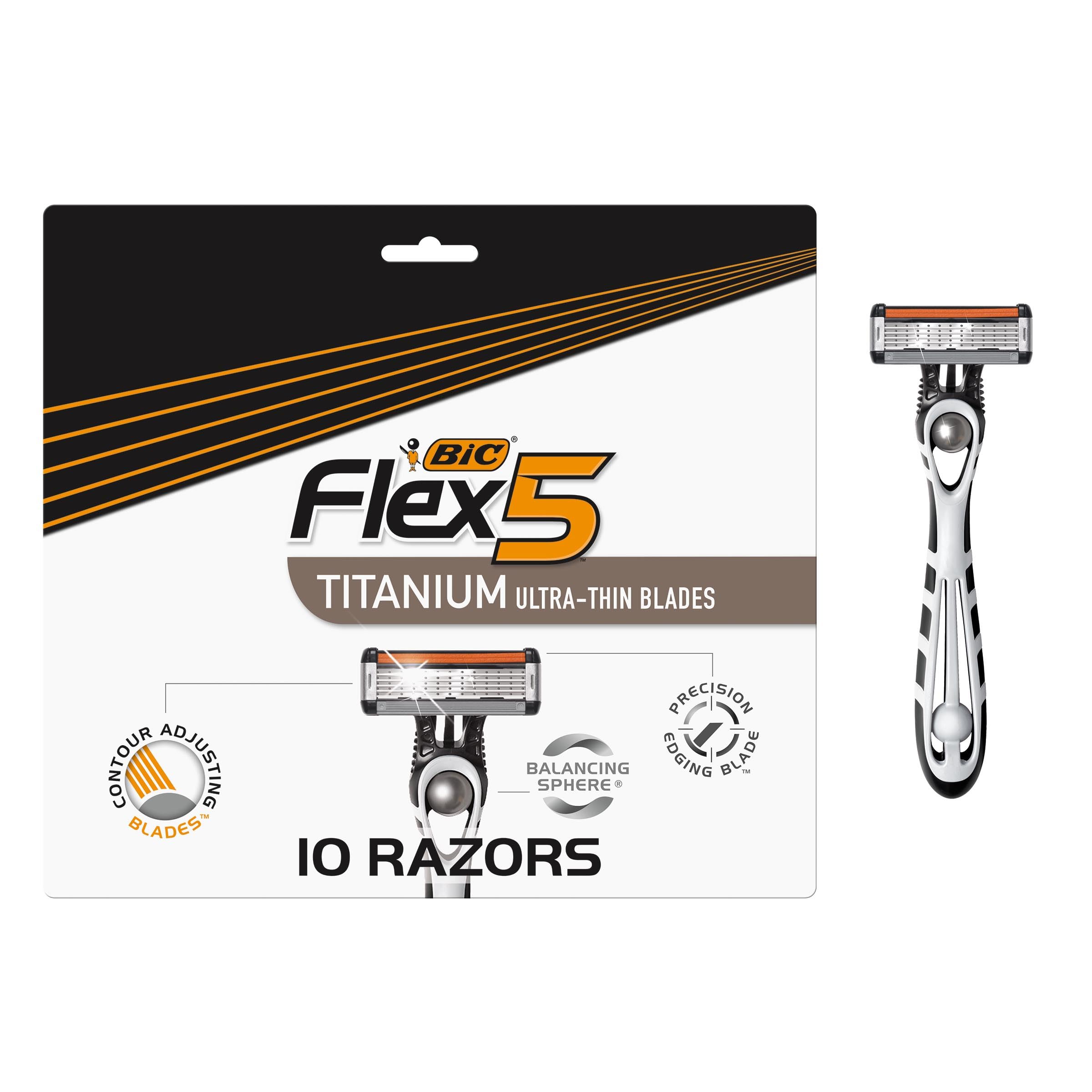 BIC Flex 5 front packaging showing 10-pack convenience and value