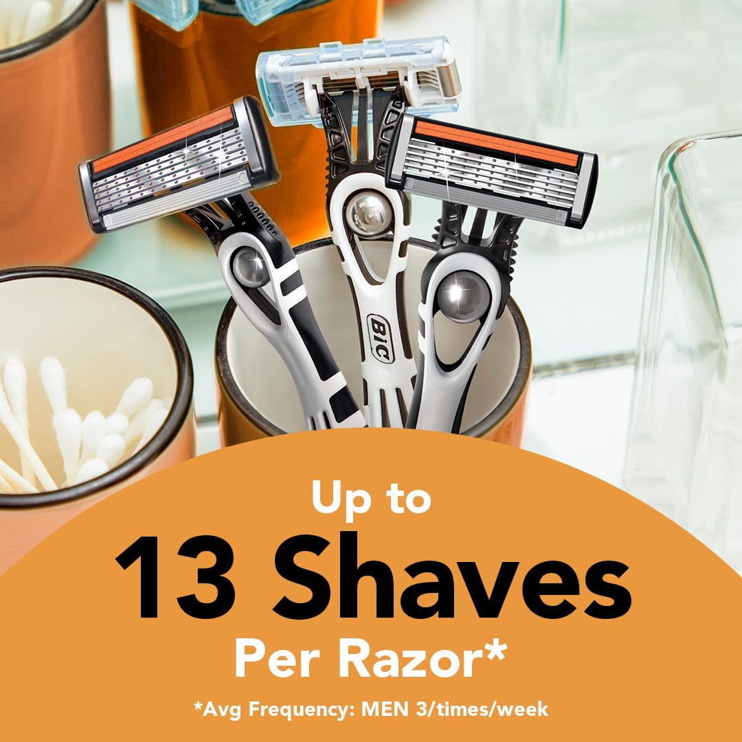 BIC Flex 5 textured handle gripped securely for stable shaving