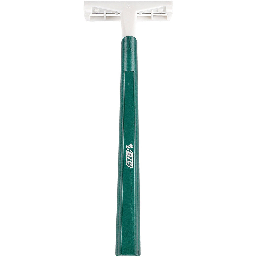 BIC tapered handle detail displaying grip and length for improved control and precise shaving