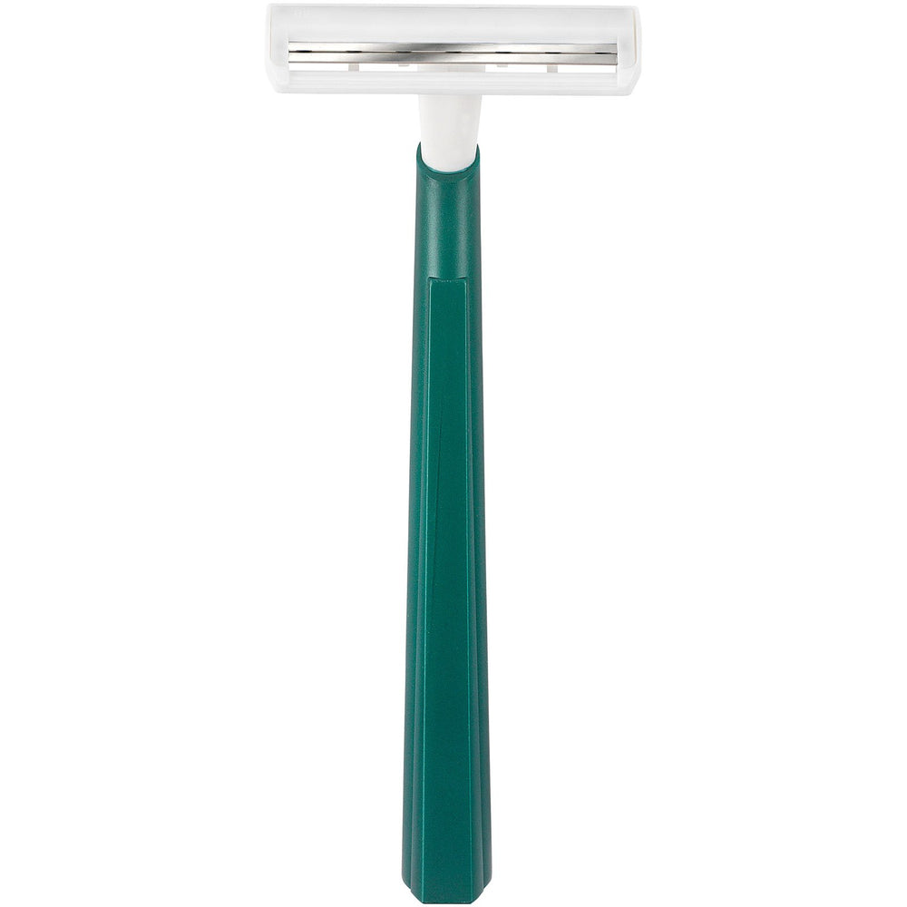 BIC twin blades closeup highlighting smooth edges for a comfortable shave and easy rinsing