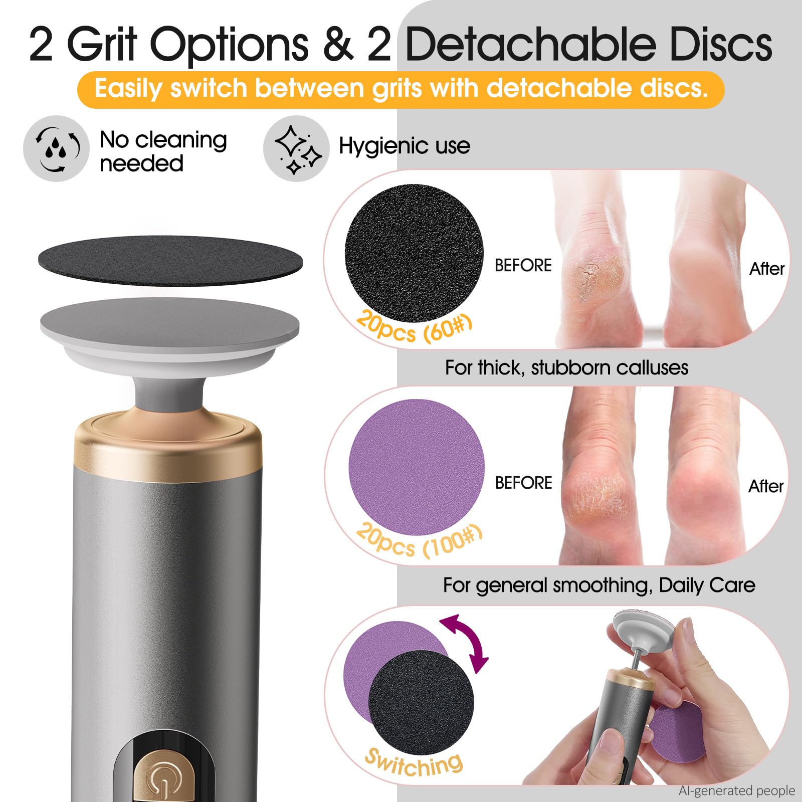 Bicboz in use on heel demonstrating gentle callus removal and smoother skin