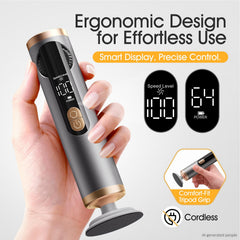 Bicboz LED display and speed dial indicating battery and RPM for easy adjustment