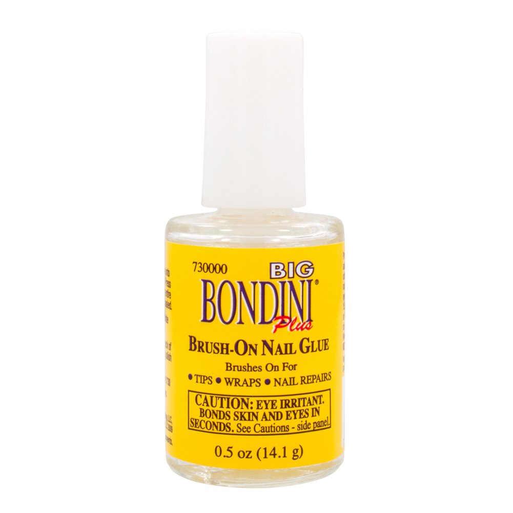 Big Bondini brush applicator close-up applying adhesive for neat tip placement