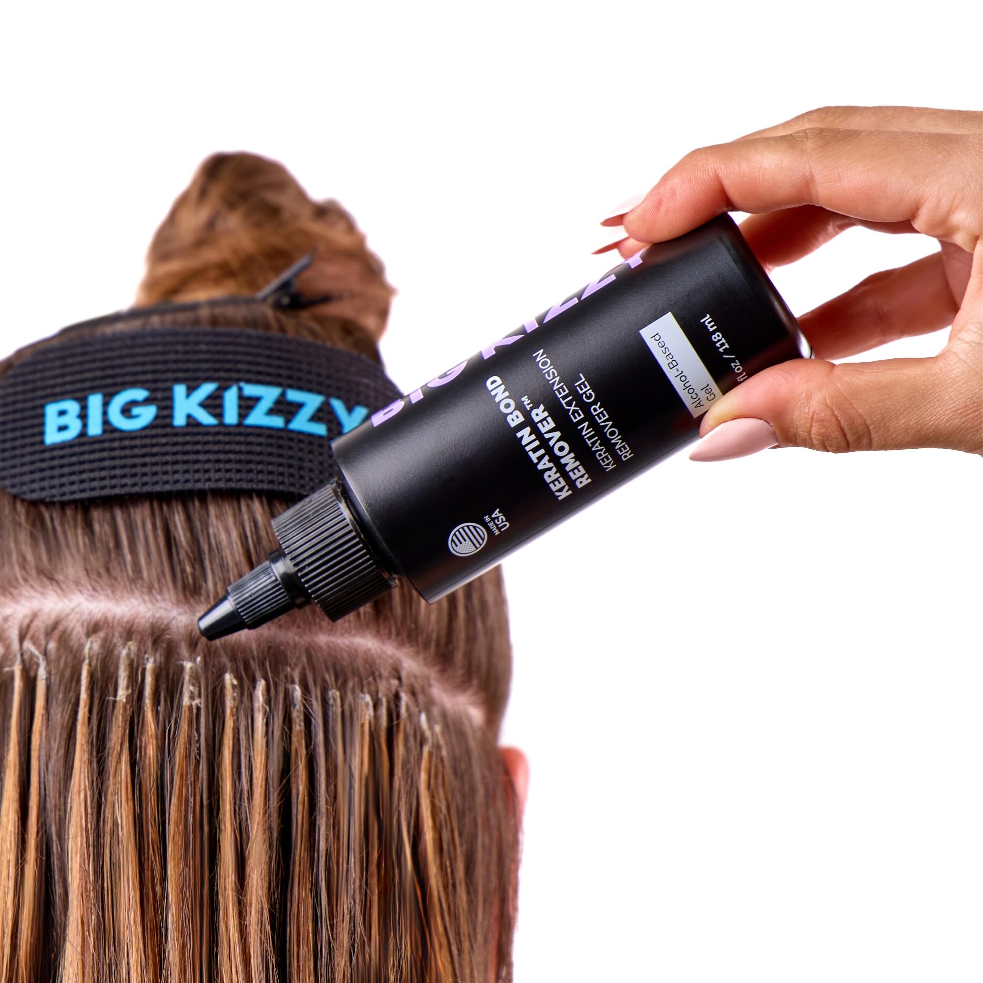 Big Kizzy gel texture close-up demonstrating clingy formula for targeted bond breakdown