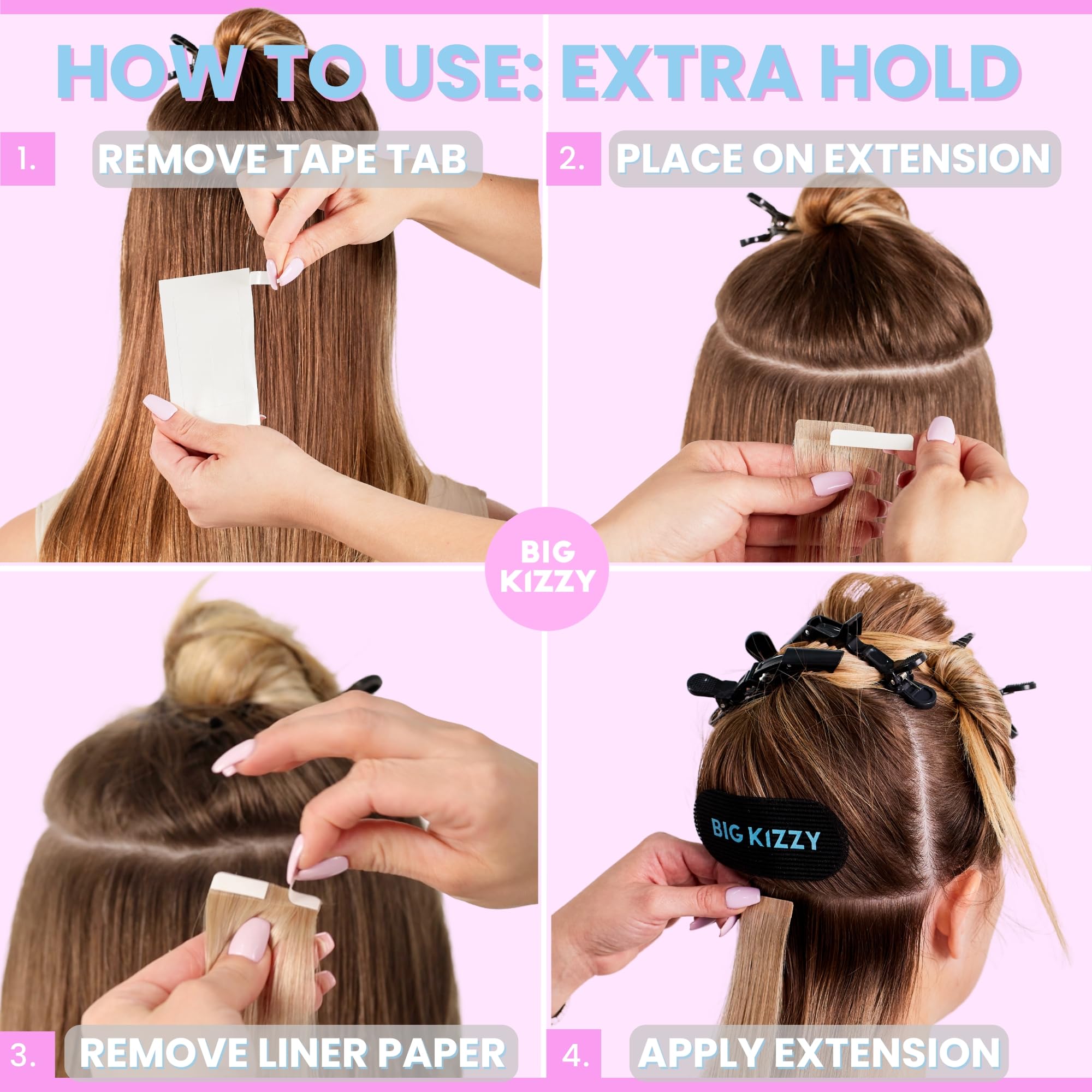 Big Kizzy tape removed leaving clean hair to show no residue benefit