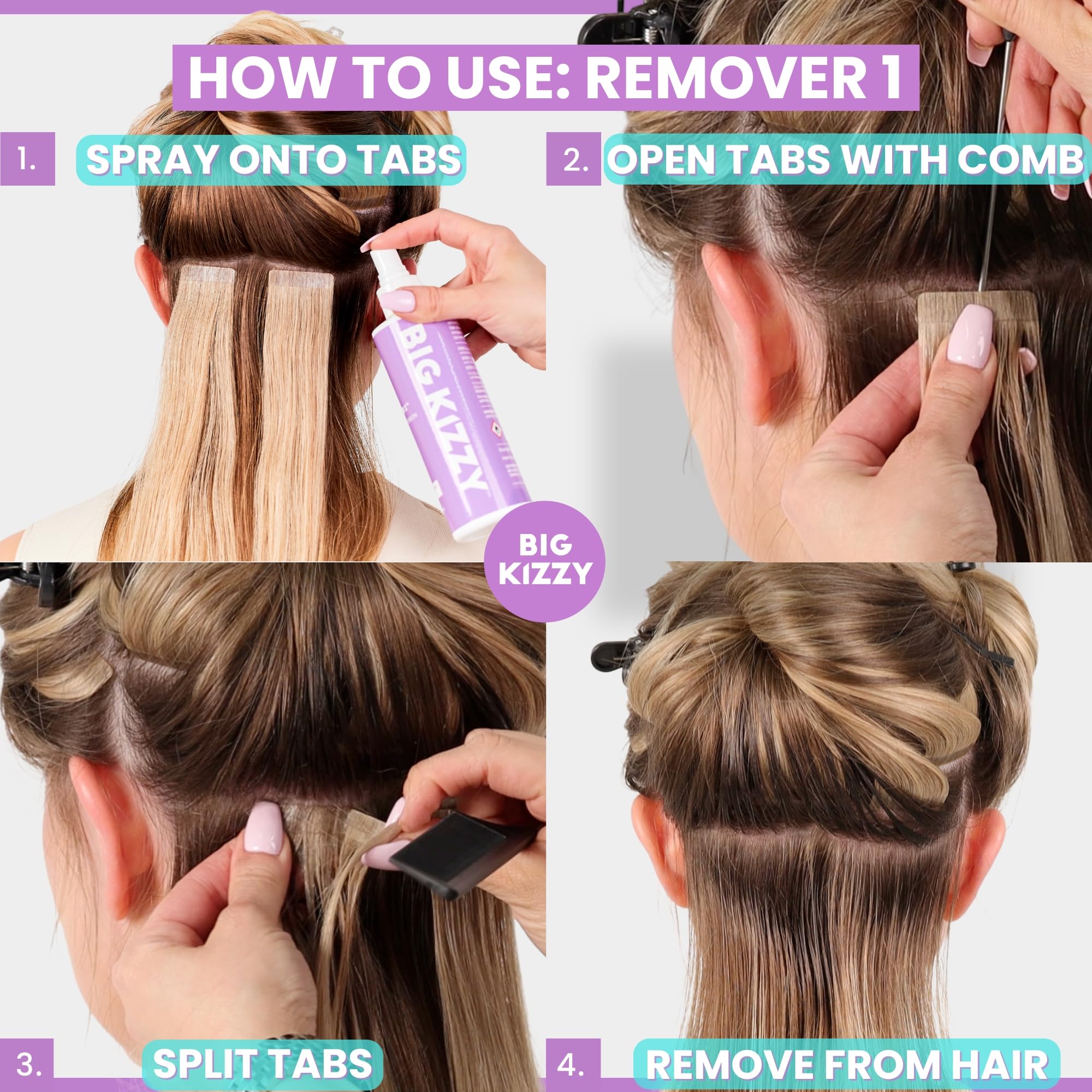 Big Kizzy applying remover directly to tape seam for precise adhesive release