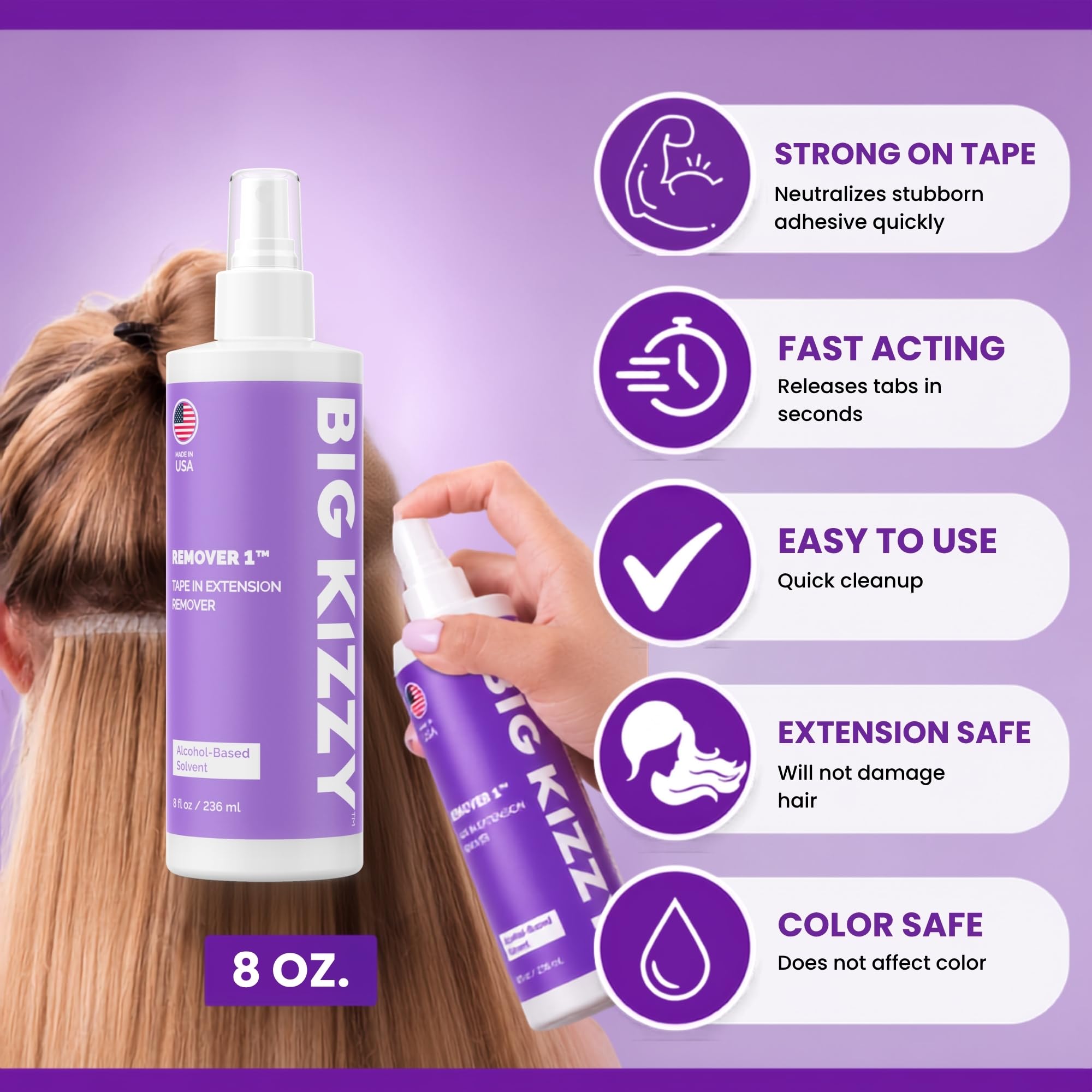 Big Kizzy spray action spraying focused stream for fast adhesive softening