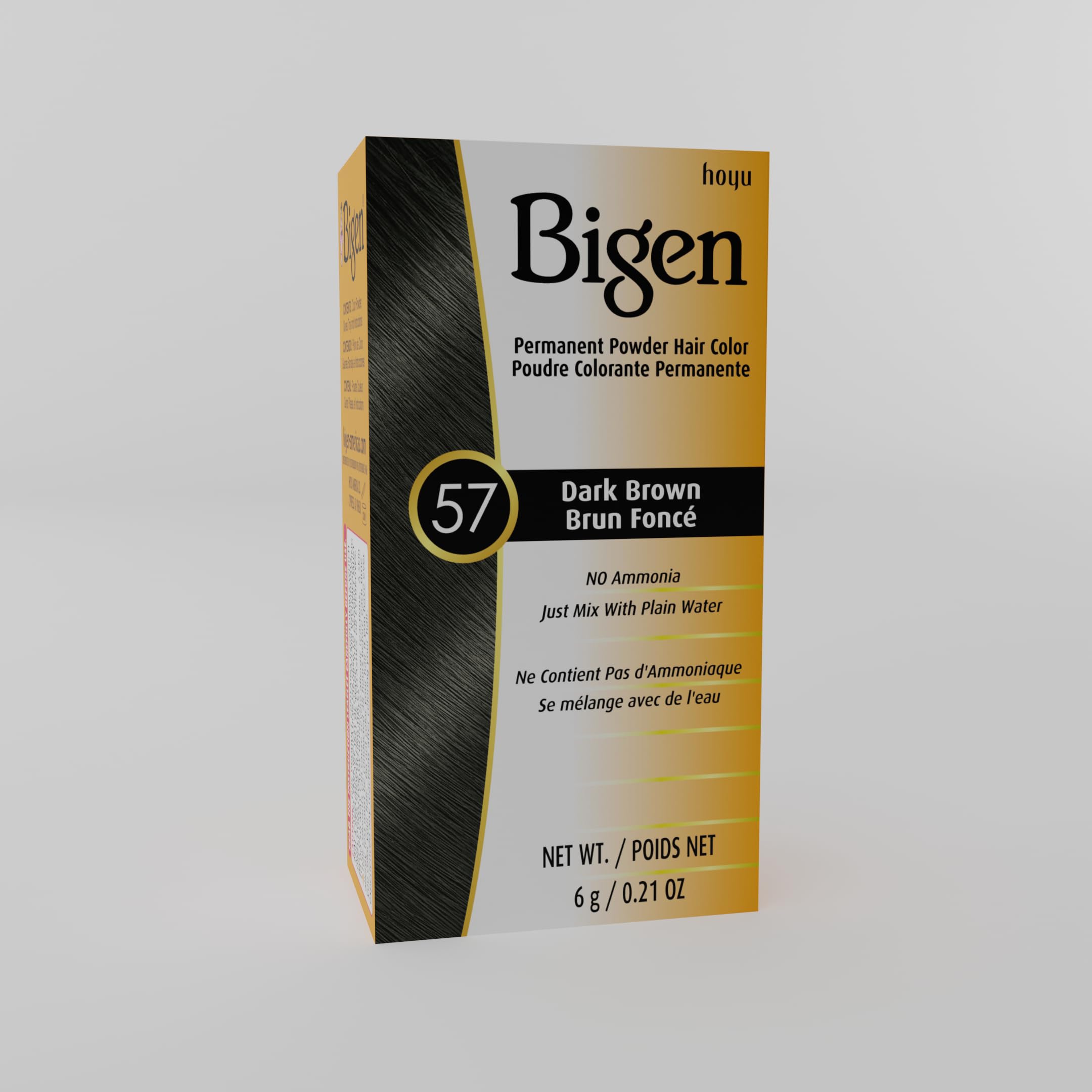 Bigen sachets staged in a bathroom setting, suggests simple at-home application