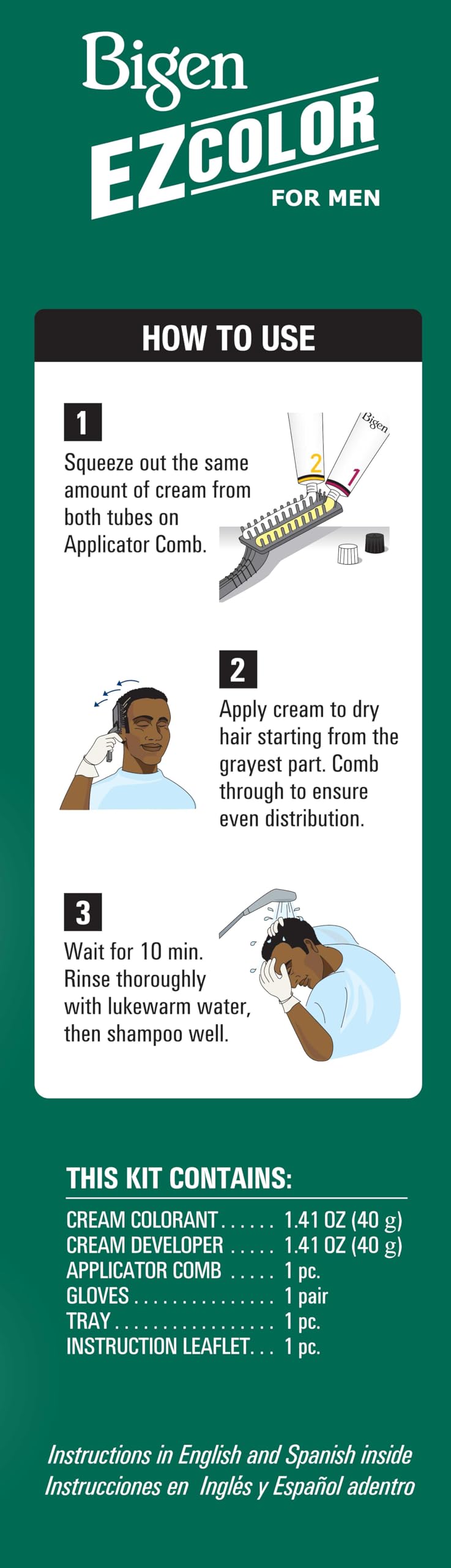 Bigen portion illustration showing saving unused product for later touch-ups