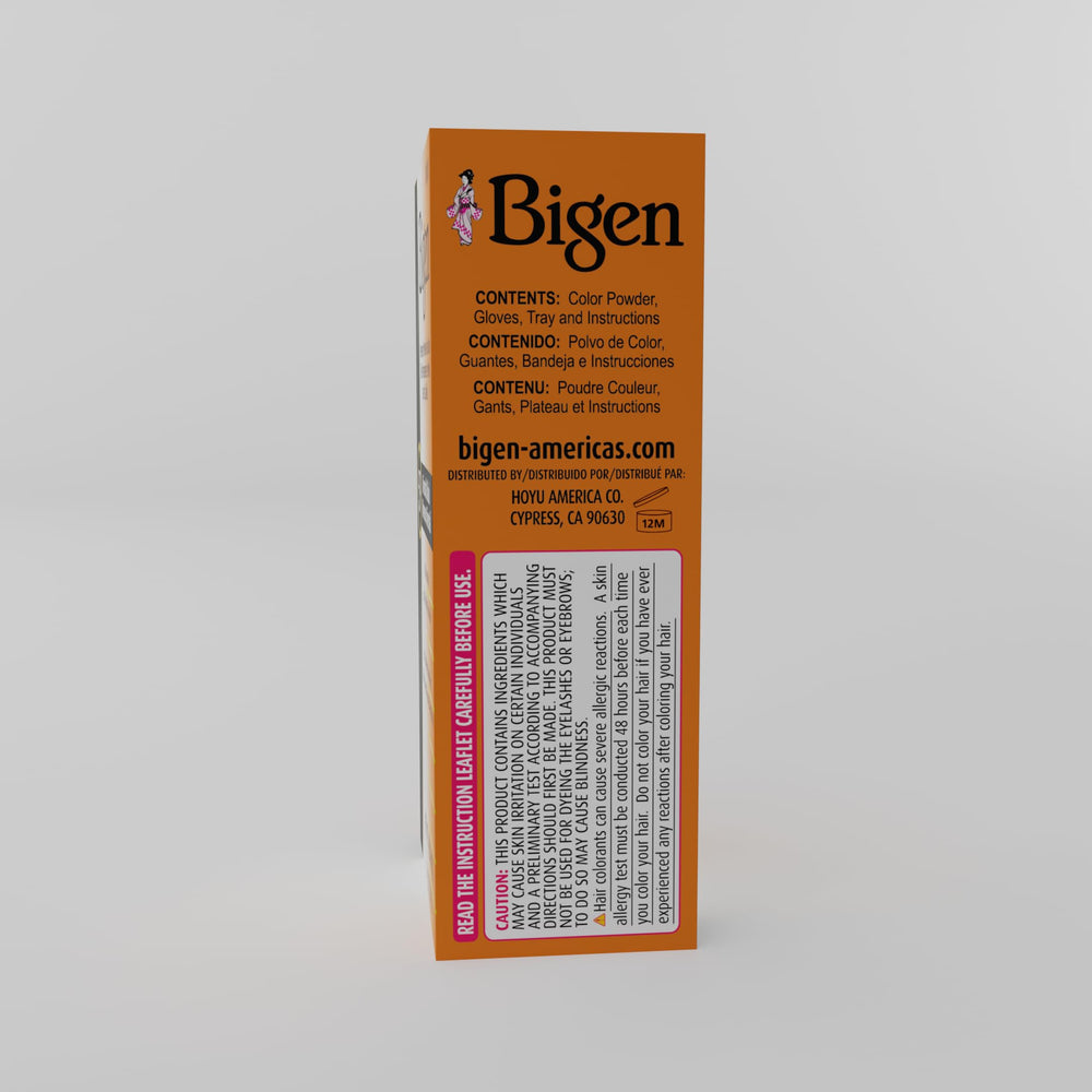 Bigen sachet next to ruler showing sachet size, clarifies portion and travel convenience