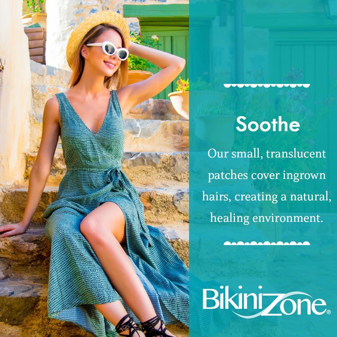 Bikini Zone close-up of hydrocolloid patch texture offering gentle absorption