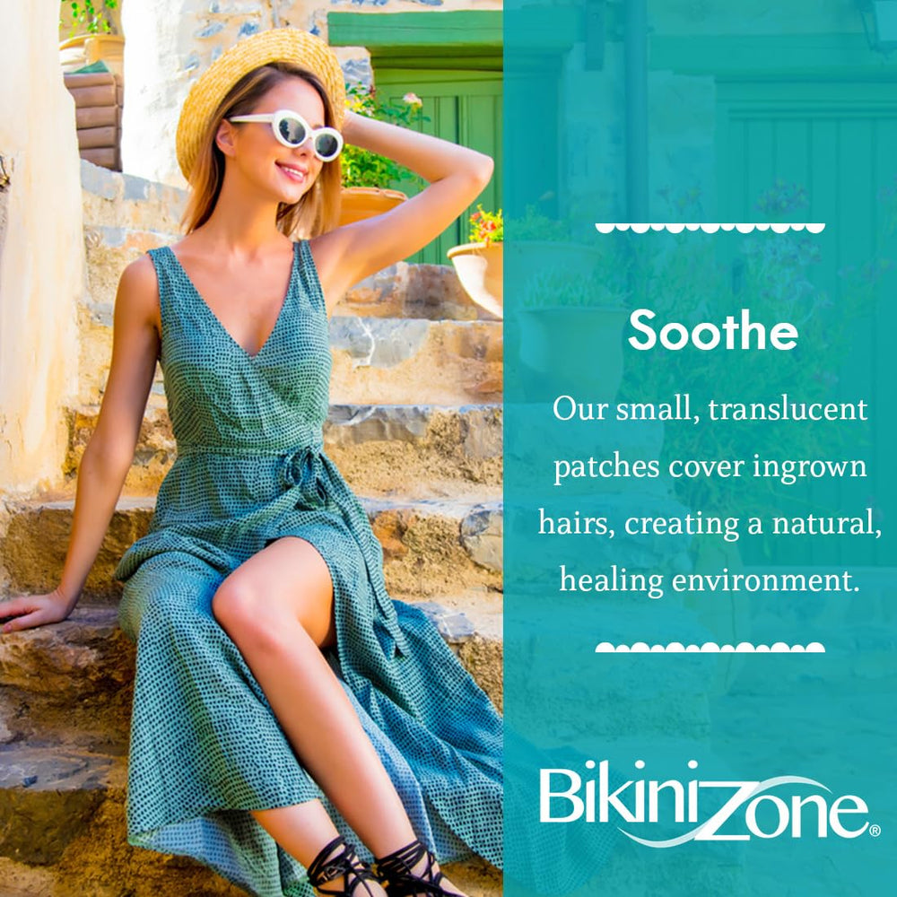 Bikini Zone close-up of hydrocolloid patch texture offering gentle absorption