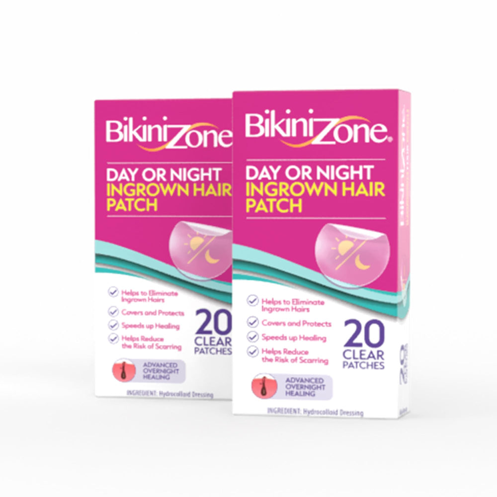 Bikini Zone front packaging showing 20 count two-pack for clear protection