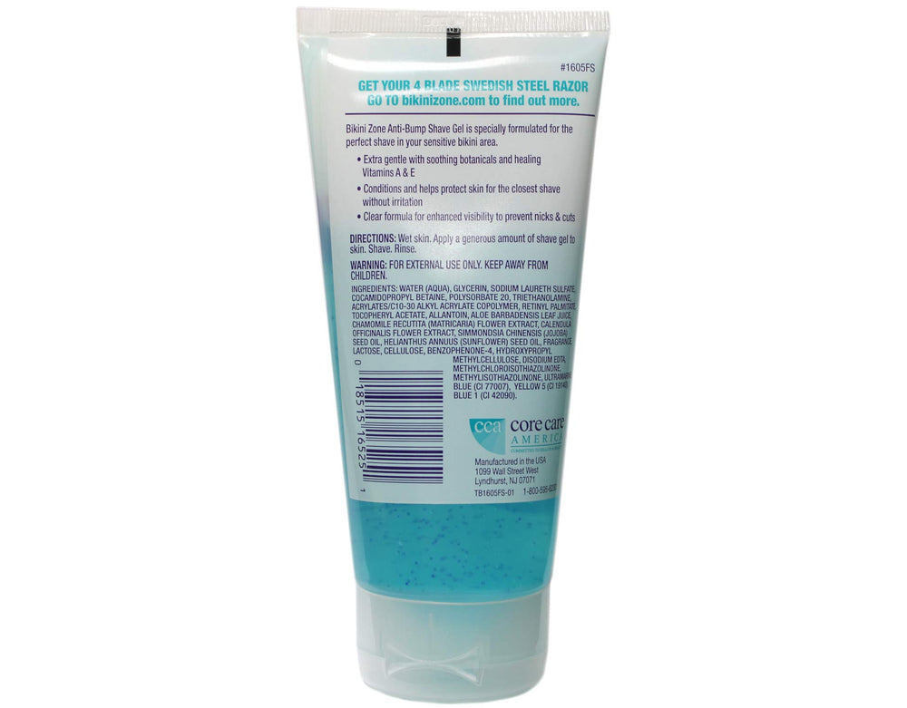 Bikini Zone gel close-up on skin demonstrating clear texture and gentle glide