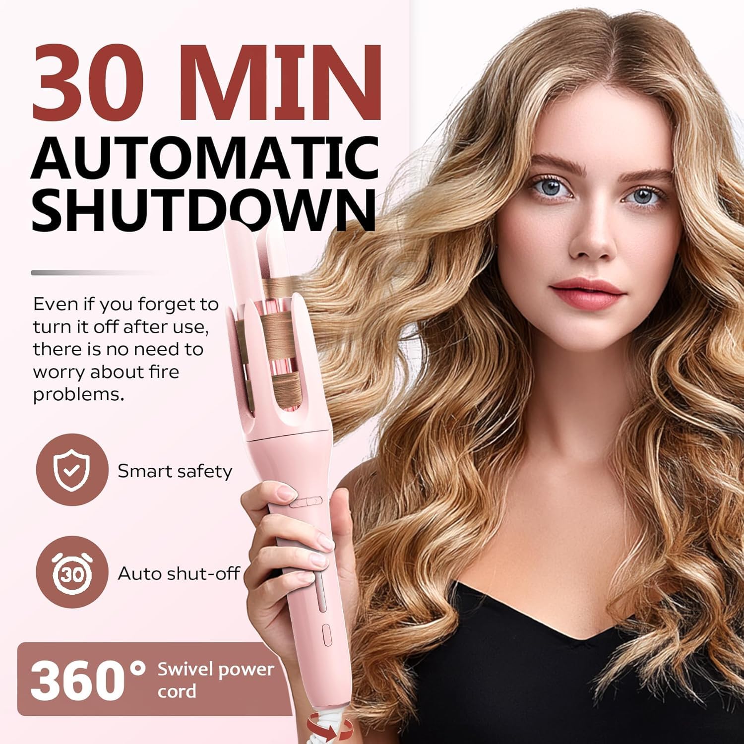 BILITOK curler in use creating loose beach waves for quick, salon-like results