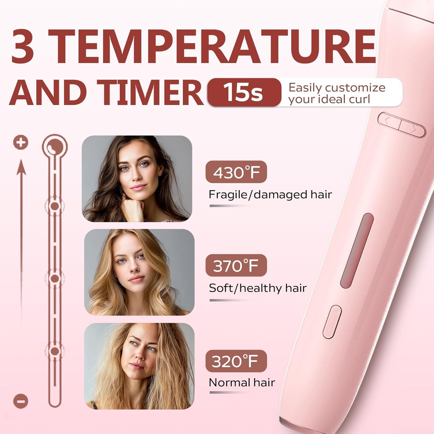 BILITOK curler held in hand to show compact scale and 360-degree swivel cord benefit