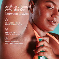 Billie spray nozzle close-up demonstrating all-over mist for quick coverage