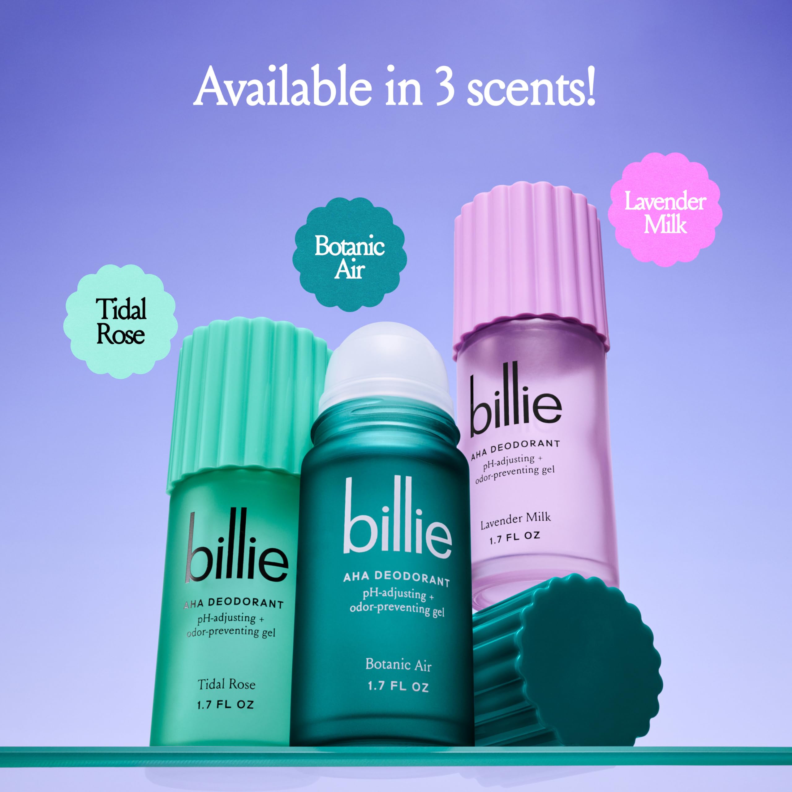Billie on bathroom shelf styled for a fresh lifestyle look