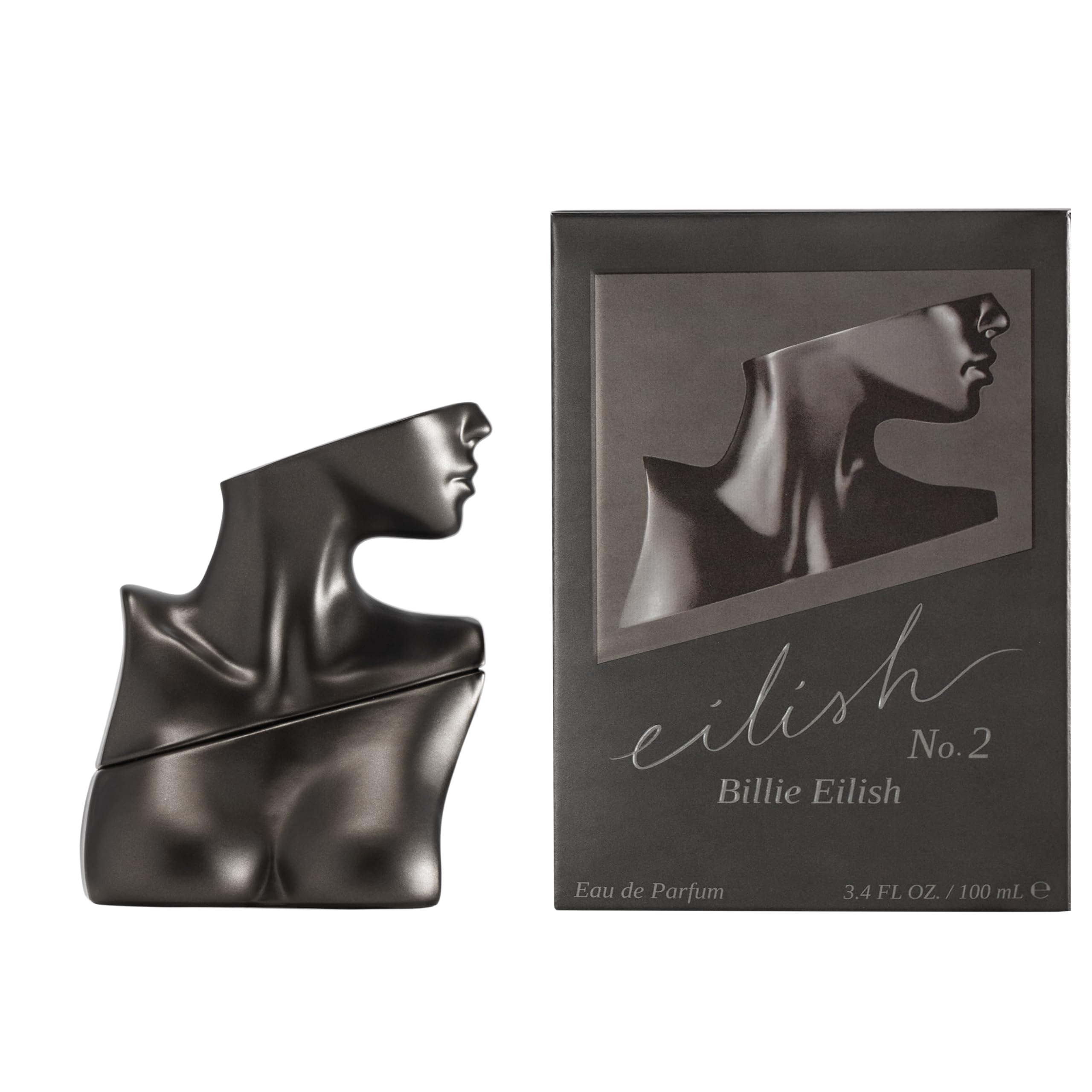 Billie Eilish No. 2 front bottle view showing sleek packaging and signature branding benefit: gift-ready presentation
