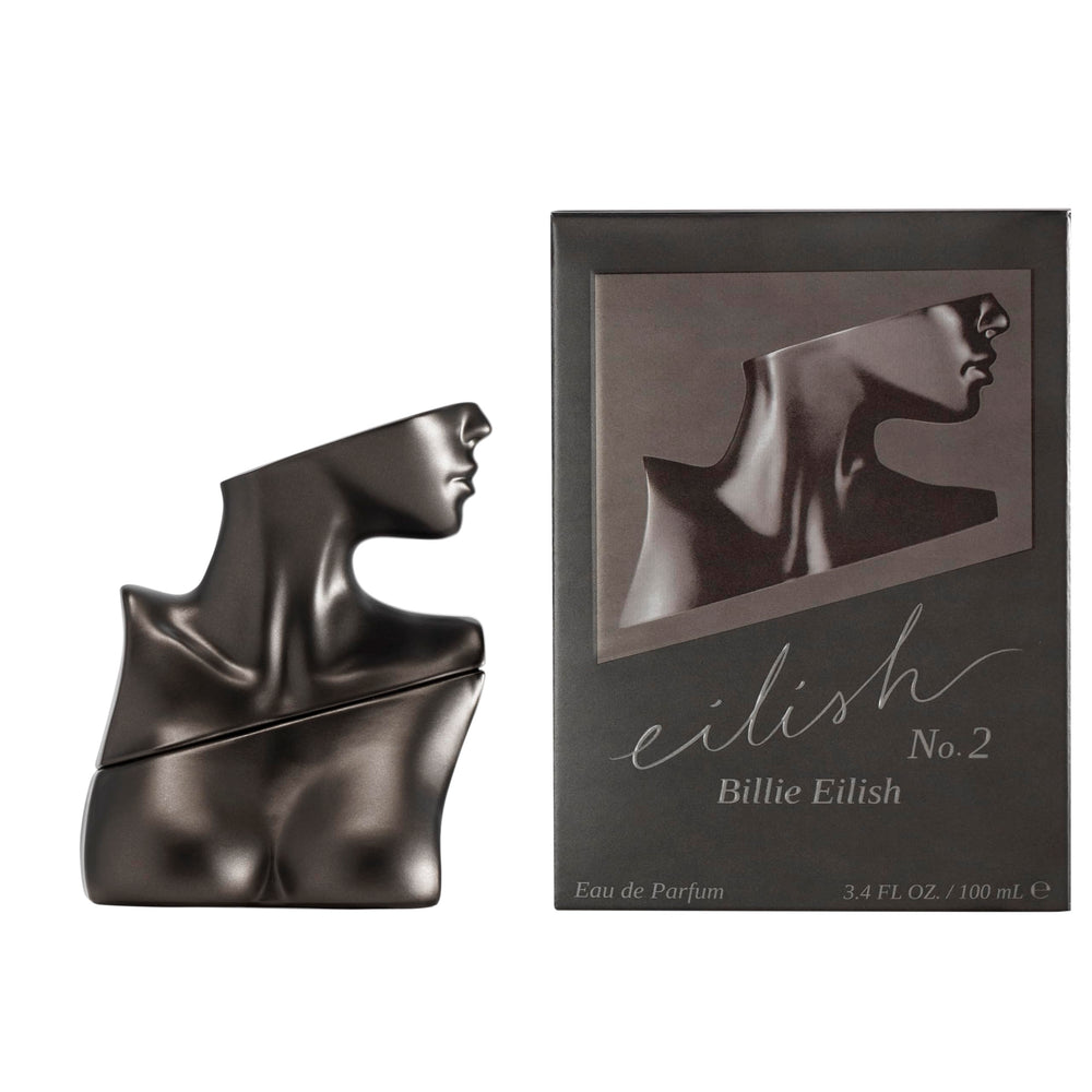 Billie Eilish No. 2 front bottle view showing sleek packaging and signature branding benefit: gift-ready presentation