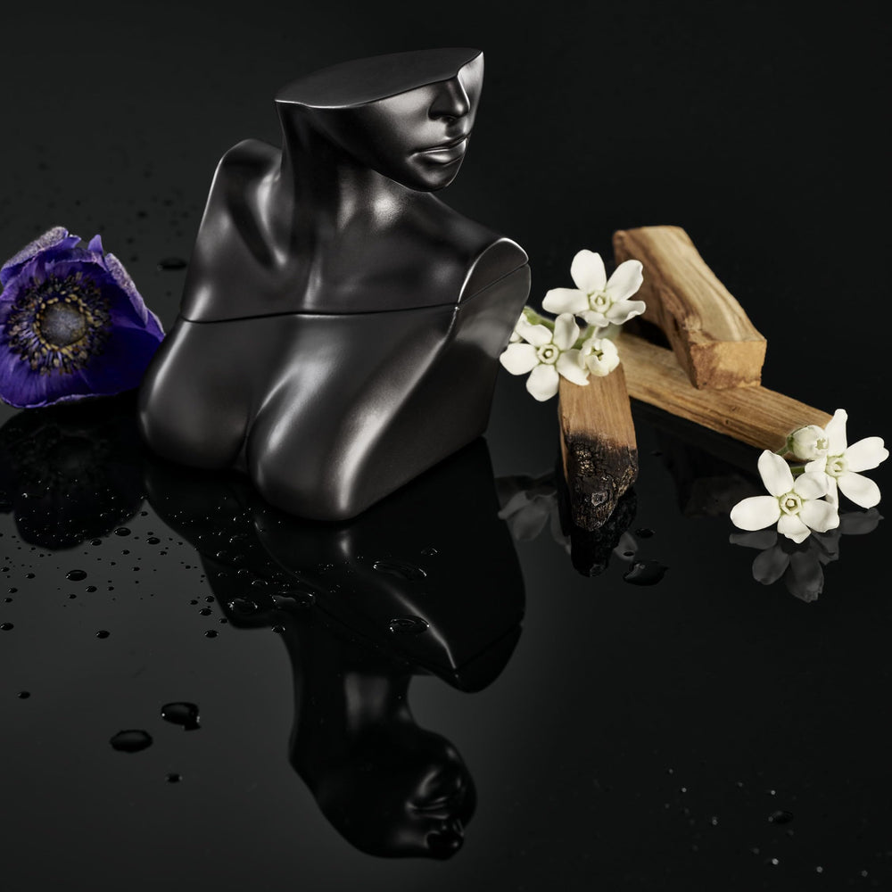 Billie Eilish No. 2 ingredient notes flatlay with bergamot and poppy illustrating fragrance layers benefit: ingredient clarity