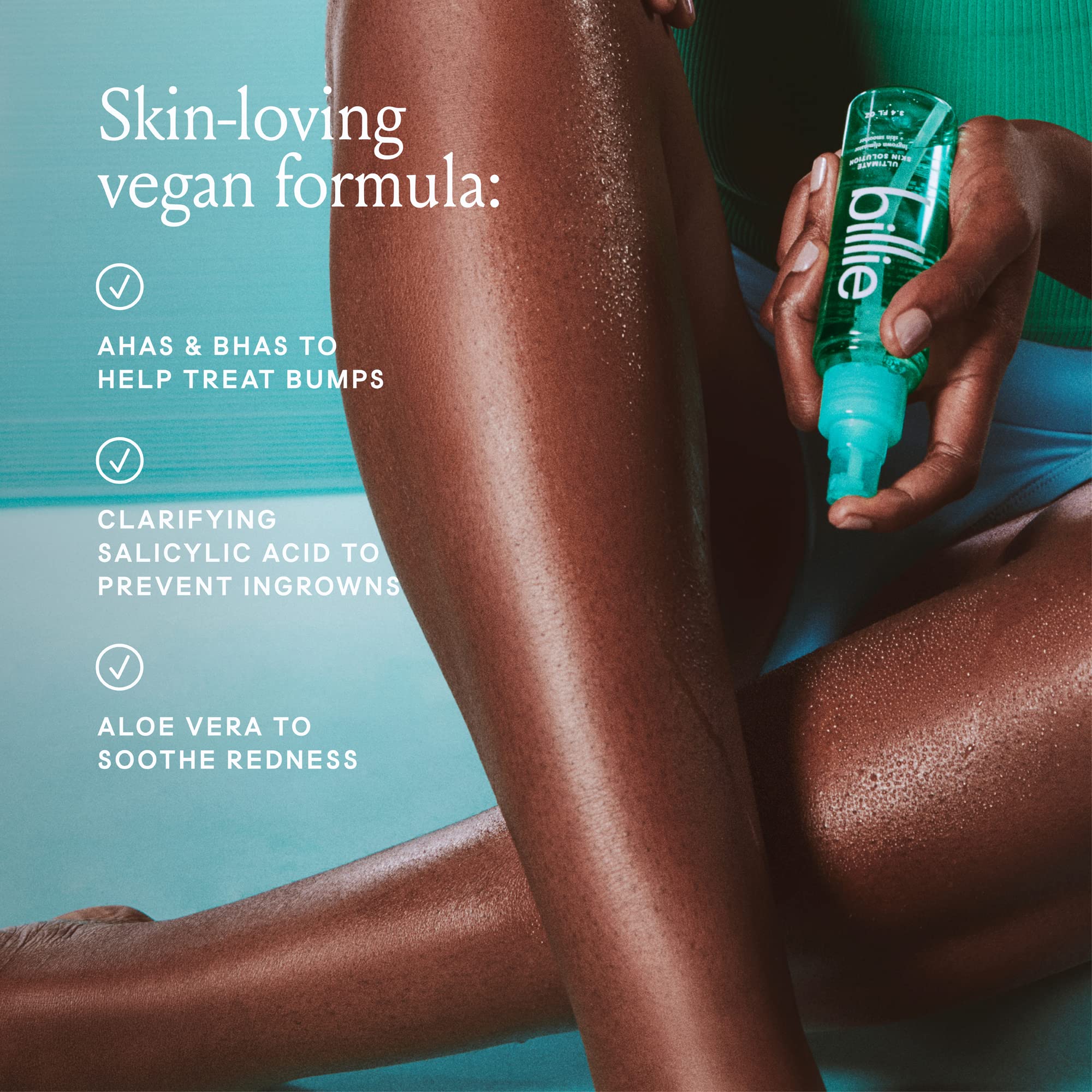 Billie in use on leg showing fast application and smoother skin appearance