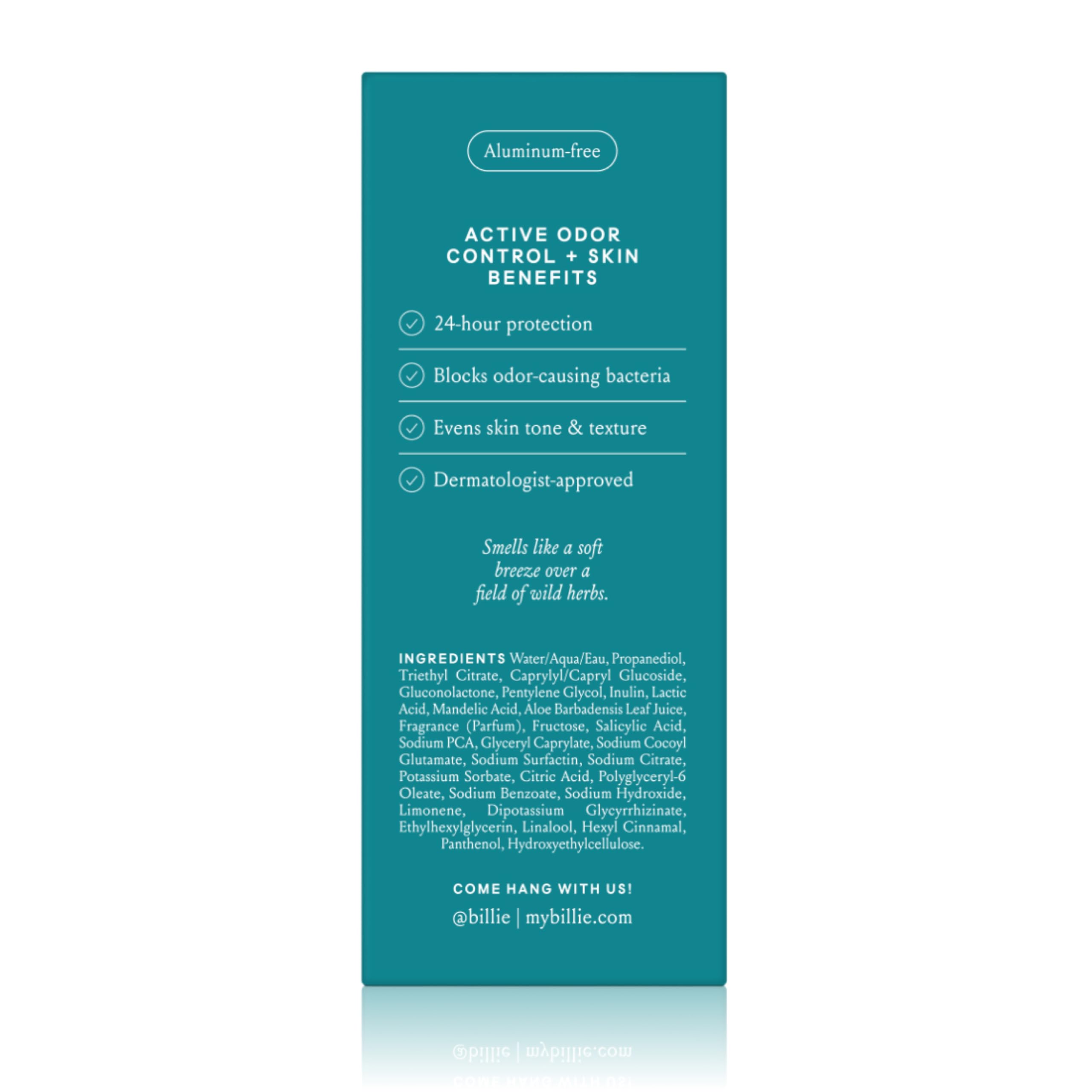 Billie visual of multi-acid blend emphasizing exfoliation benefit