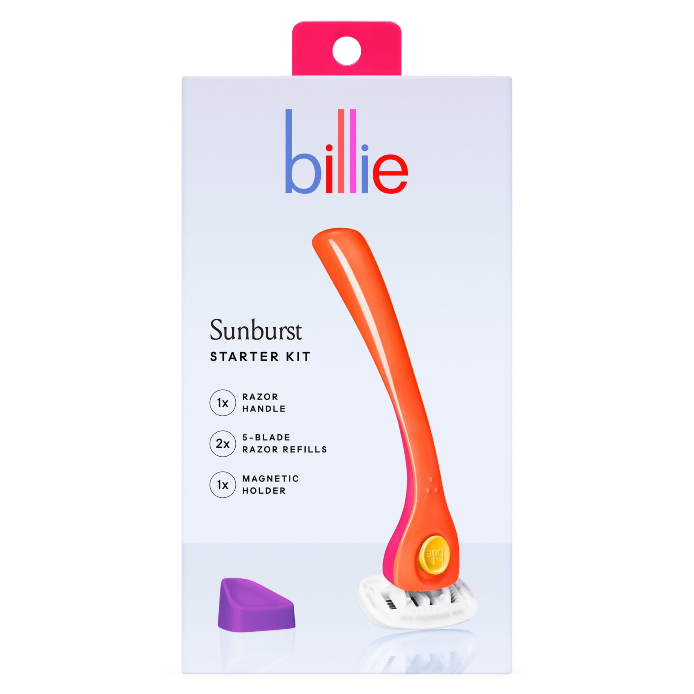 Billie sunburst handle front view showing ergonomic grip and color pop for better control