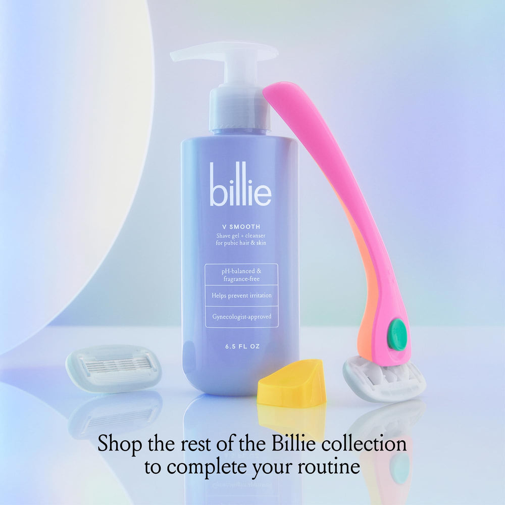 Billie label close-up showing pH-balanced and gynecologist-approved