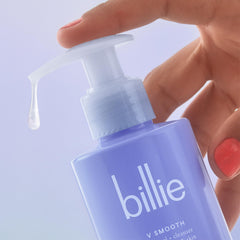 Billie tube in hand showing 6.5 fl oz size and portability
