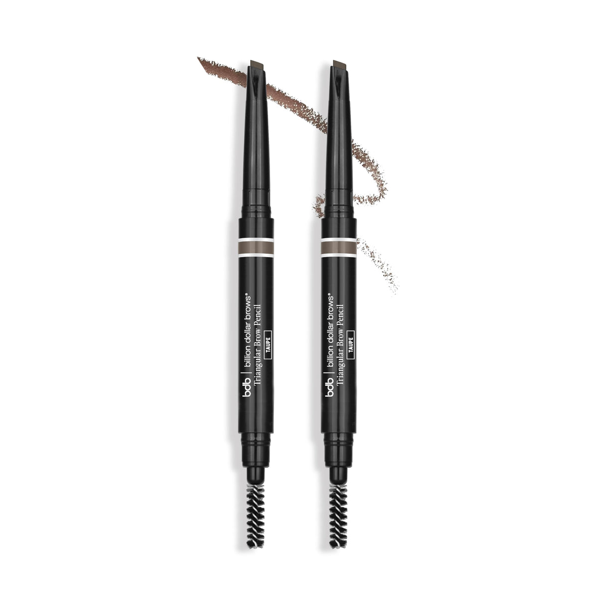 billion dollar brows front view of pencil and packaging showing precise triangular tip benefit