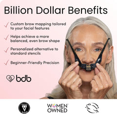 billion dollar brows tool held in hand showing compact size and portability