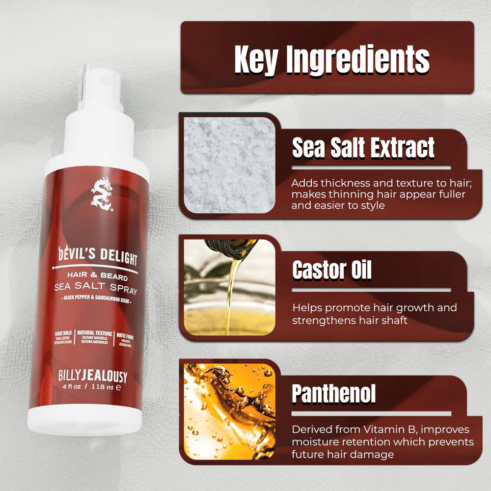 Billy Jealousy close-up mist on hair strands showing natural matte finish benefit