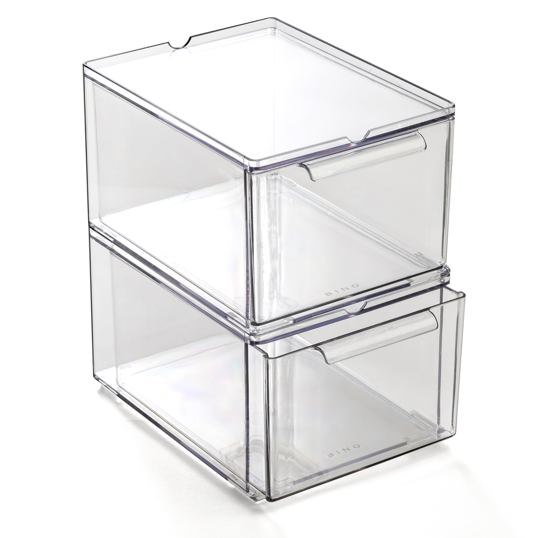 BINO clear drawers front view showing organization and visual access