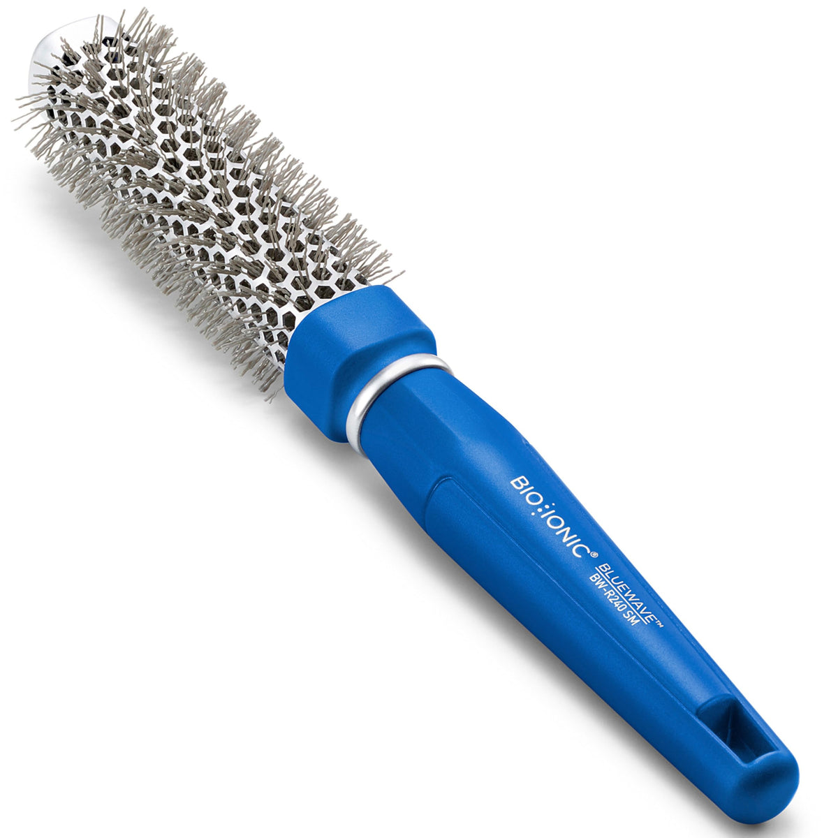 BIO IONIC BlueWave brush front view showing square-round barrel and sleek finish