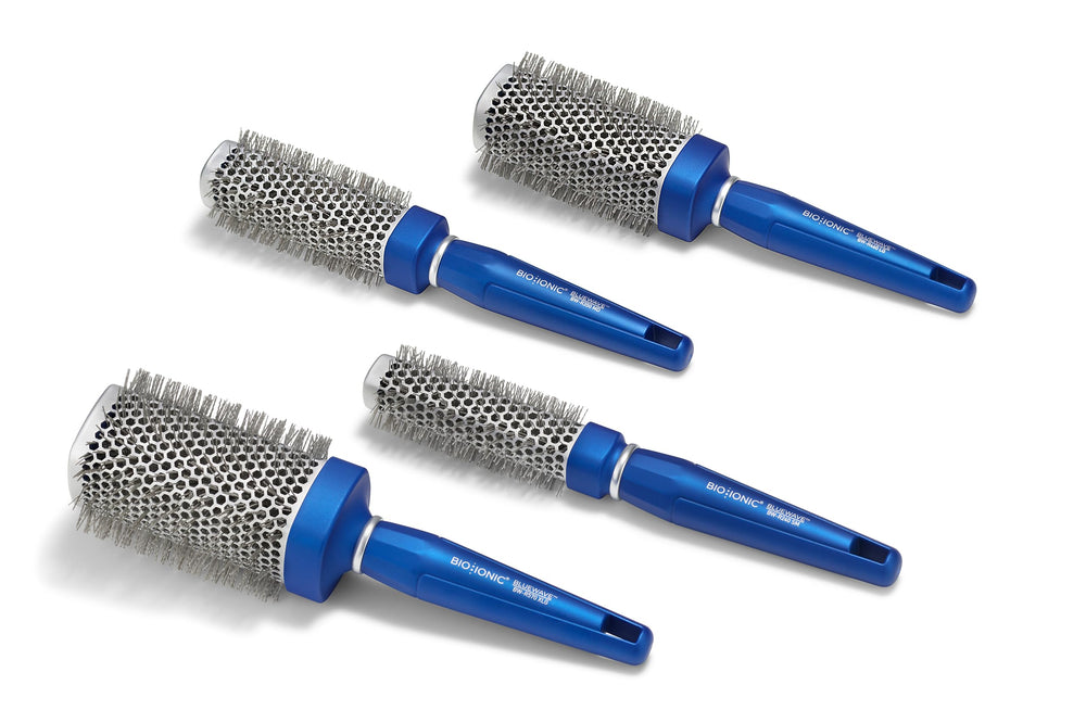 BIO IONIC brush in use during blow dry delivering faster drying and added volume